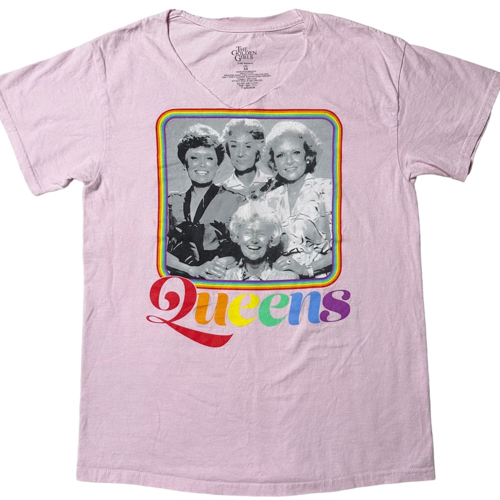 The Golden Girls Queens Cut V-Neck Graphic T-Shirt Pink Women’s Sz M
